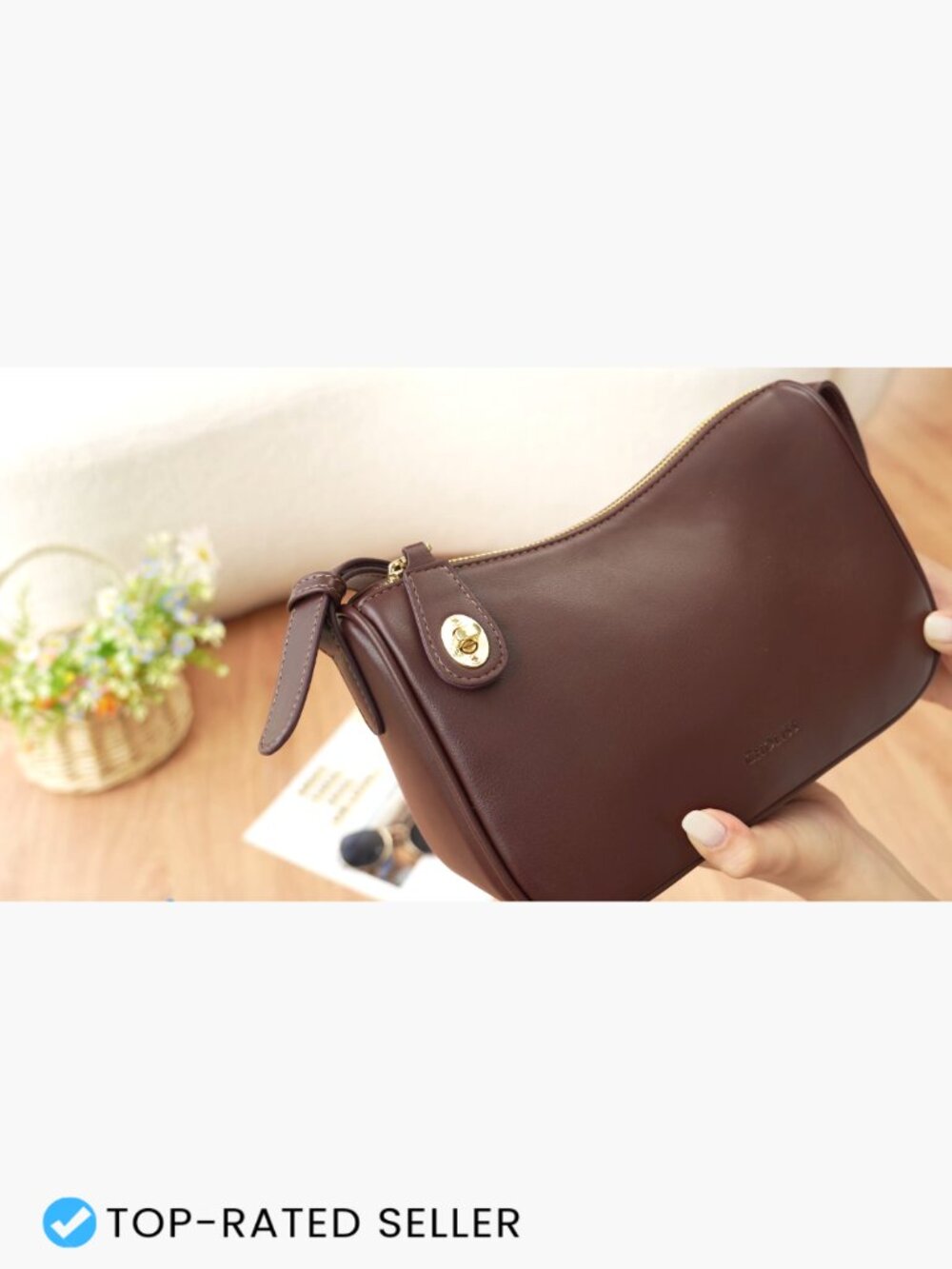 RFID Anti-Theft Crossbody Bag Vegan Leather Satchel Shoulder Purse Adjustable - Picture 7 of 7